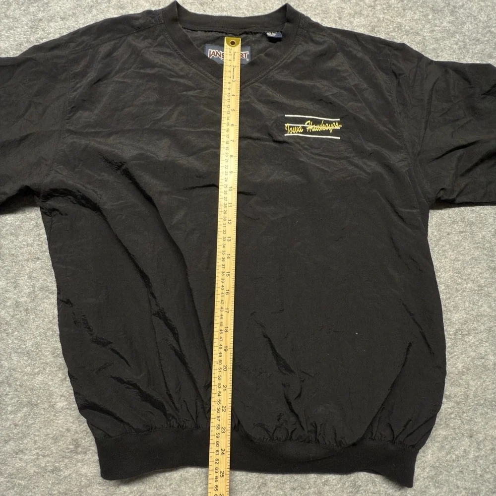 Jansport Windbreaker Pullover Men M Black Solid Nylon Iowa Hawkeyes V-Neck